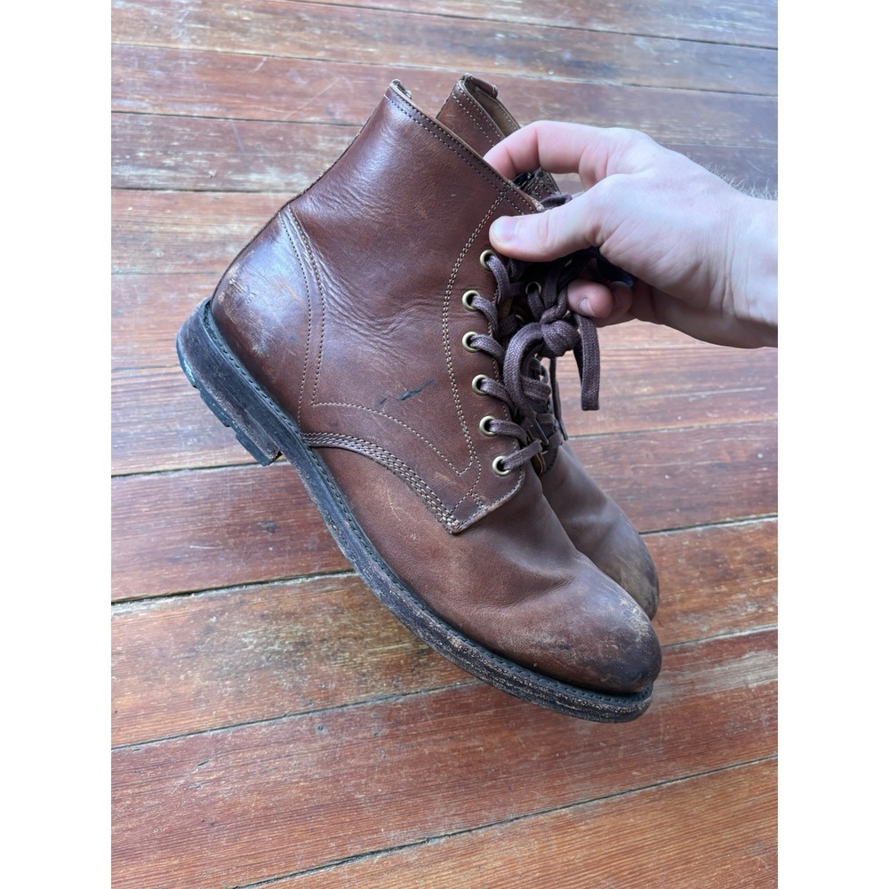 FRYE Tyler Flex Lace Up Boots Brown Suede Men's 10 M Side Zip Leather Patina - Picture 3 of 11